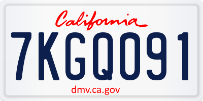 CA license plate 7KGQ091