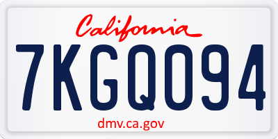 CA license plate 7KGQ094