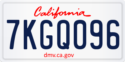 CA license plate 7KGQ096