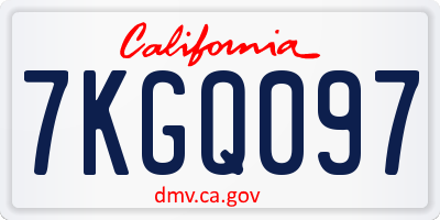 CA license plate 7KGQ097