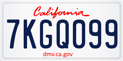 CA license plate 7KGQ099
