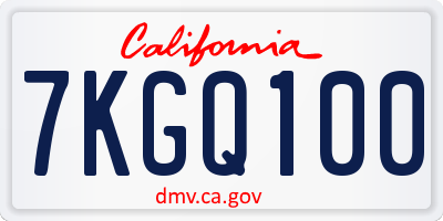 CA license plate 7KGQ100