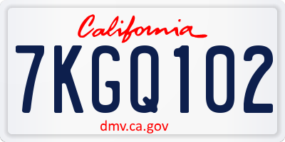 CA license plate 7KGQ102