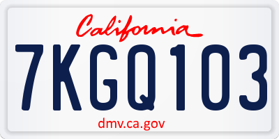 CA license plate 7KGQ103