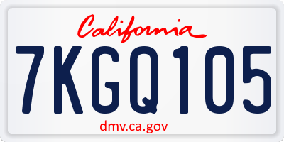 CA license plate 7KGQ105