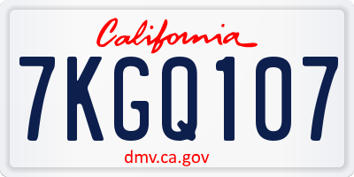 CA license plate 7KGQ107