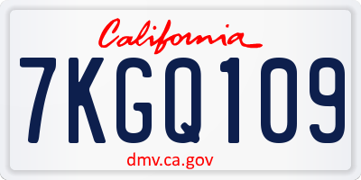 CA license plate 7KGQ109