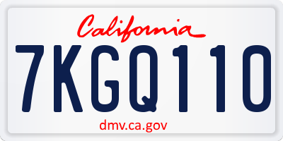 CA license plate 7KGQ110