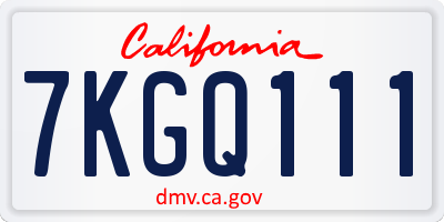 CA license plate 7KGQ111