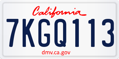 CA license plate 7KGQ113