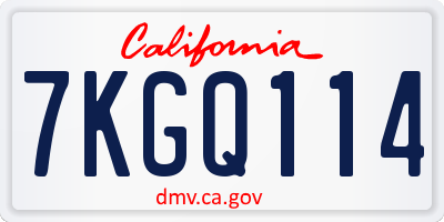 CA license plate 7KGQ114