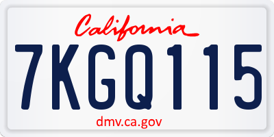 CA license plate 7KGQ115