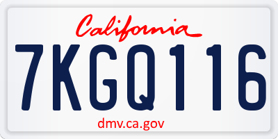 CA license plate 7KGQ116