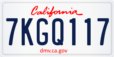 CA license plate 7KGQ117