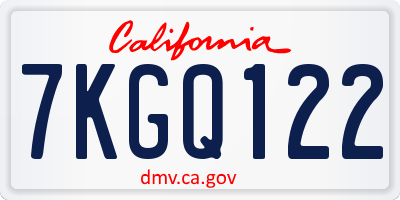 CA license plate 7KGQ122