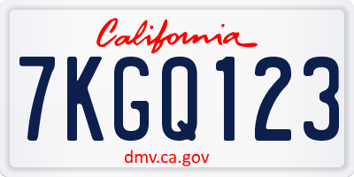 CA license plate 7KGQ123