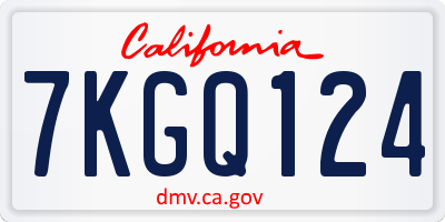 CA license plate 7KGQ124