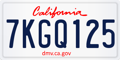 CA license plate 7KGQ125