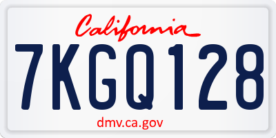 CA license plate 7KGQ128