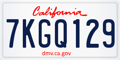 CA license plate 7KGQ129