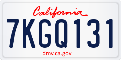 CA license plate 7KGQ131