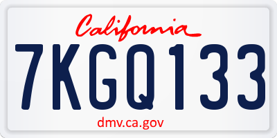 CA license plate 7KGQ133