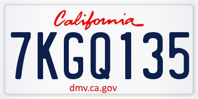 CA license plate 7KGQ135