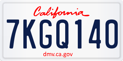 CA license plate 7KGQ140