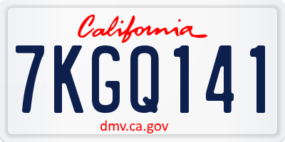 CA license plate 7KGQ141