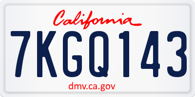 CA license plate 7KGQ143