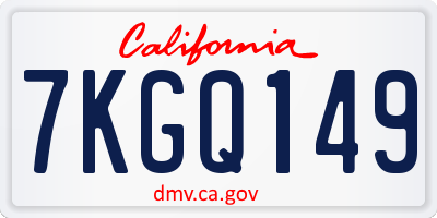 CA license plate 7KGQ149