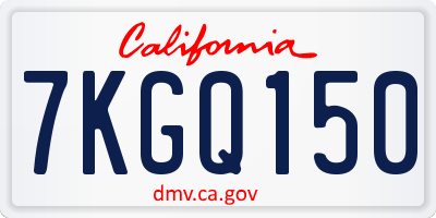 CA license plate 7KGQ150