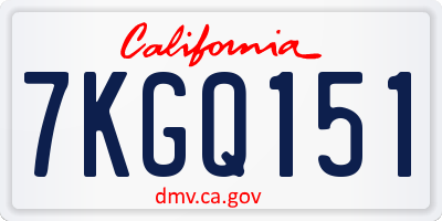 CA license plate 7KGQ151