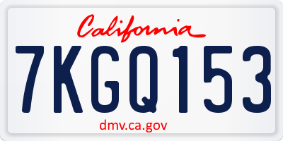 CA license plate 7KGQ153
