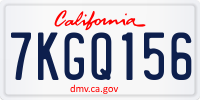 CA license plate 7KGQ156