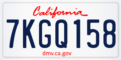 CA license plate 7KGQ158