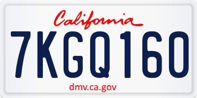 CA license plate 7KGQ160