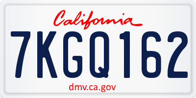 CA license plate 7KGQ162