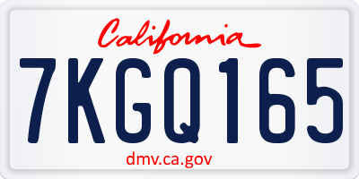 CA license plate 7KGQ165