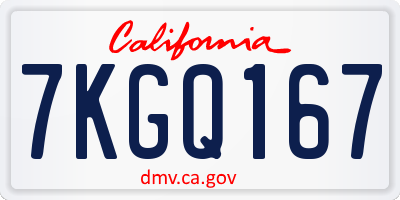 CA license plate 7KGQ167