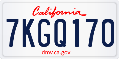 CA license plate 7KGQ170