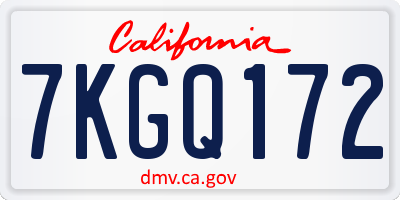 CA license plate 7KGQ172