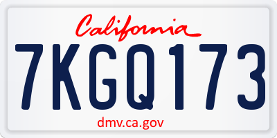 CA license plate 7KGQ173