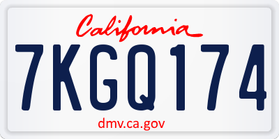 CA license plate 7KGQ174