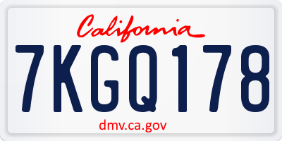 CA license plate 7KGQ178