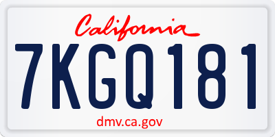 CA license plate 7KGQ181
