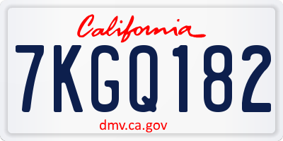 CA license plate 7KGQ182