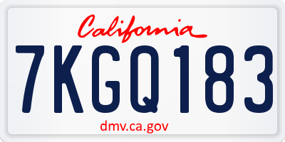 CA license plate 7KGQ183