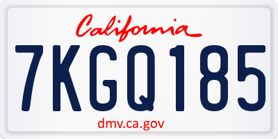 CA license plate 7KGQ185