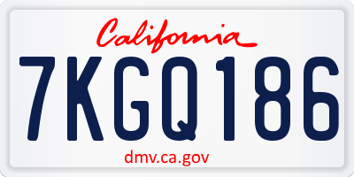 CA license plate 7KGQ186
